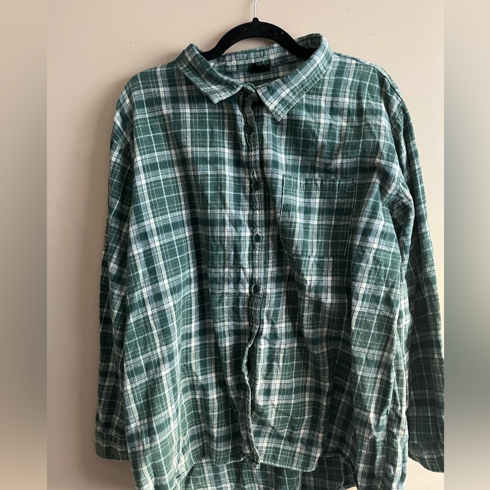 Cotton On oversized green button up flannel